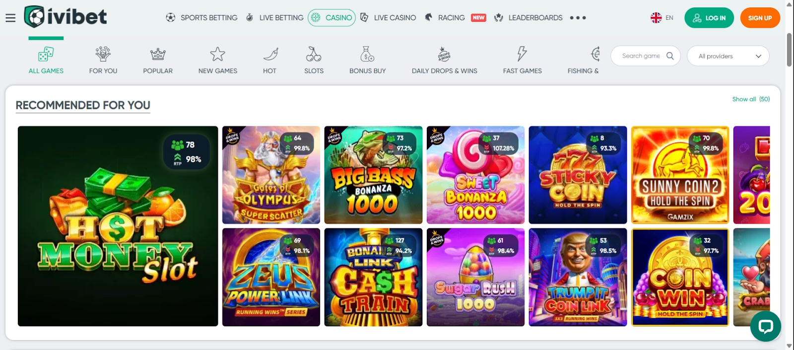 IviBet online casino games